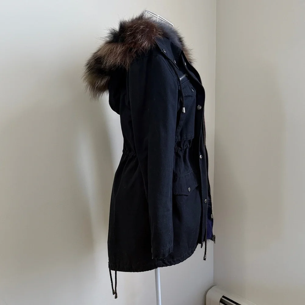 Jocelyn Black Utility Jacket with Real Fur Lining - Picture 3 of 7